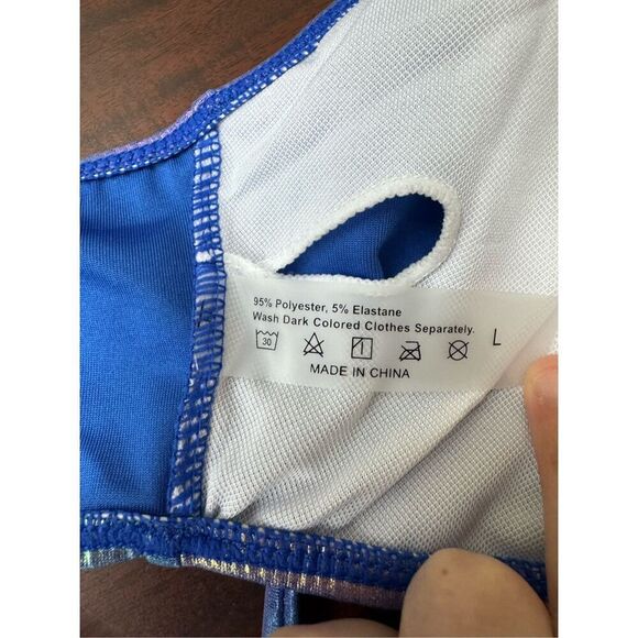 NWOT SHEIN Metallic Blue and Purple Cross over Bikini Set Size Large - Picture 5 of 6